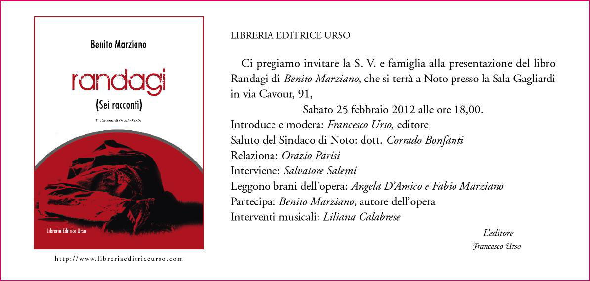 Invito Presentazione ''Randagi''