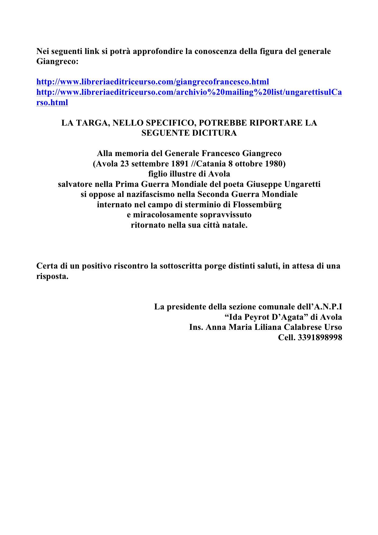 Targa Francesco Giangreco